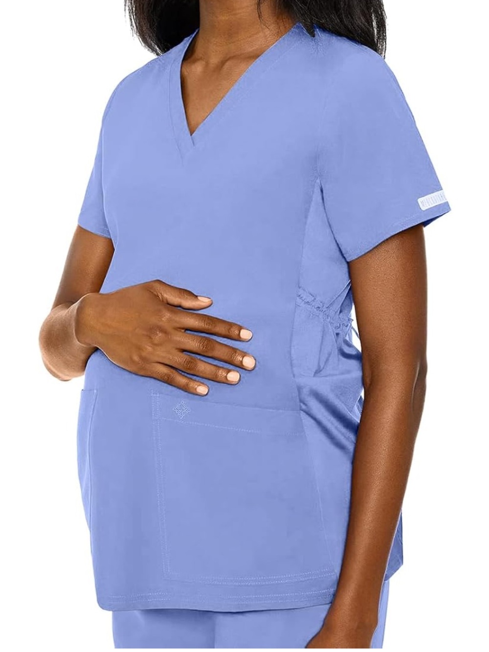 Blue Maternity V-Neck Medical Scrub Top